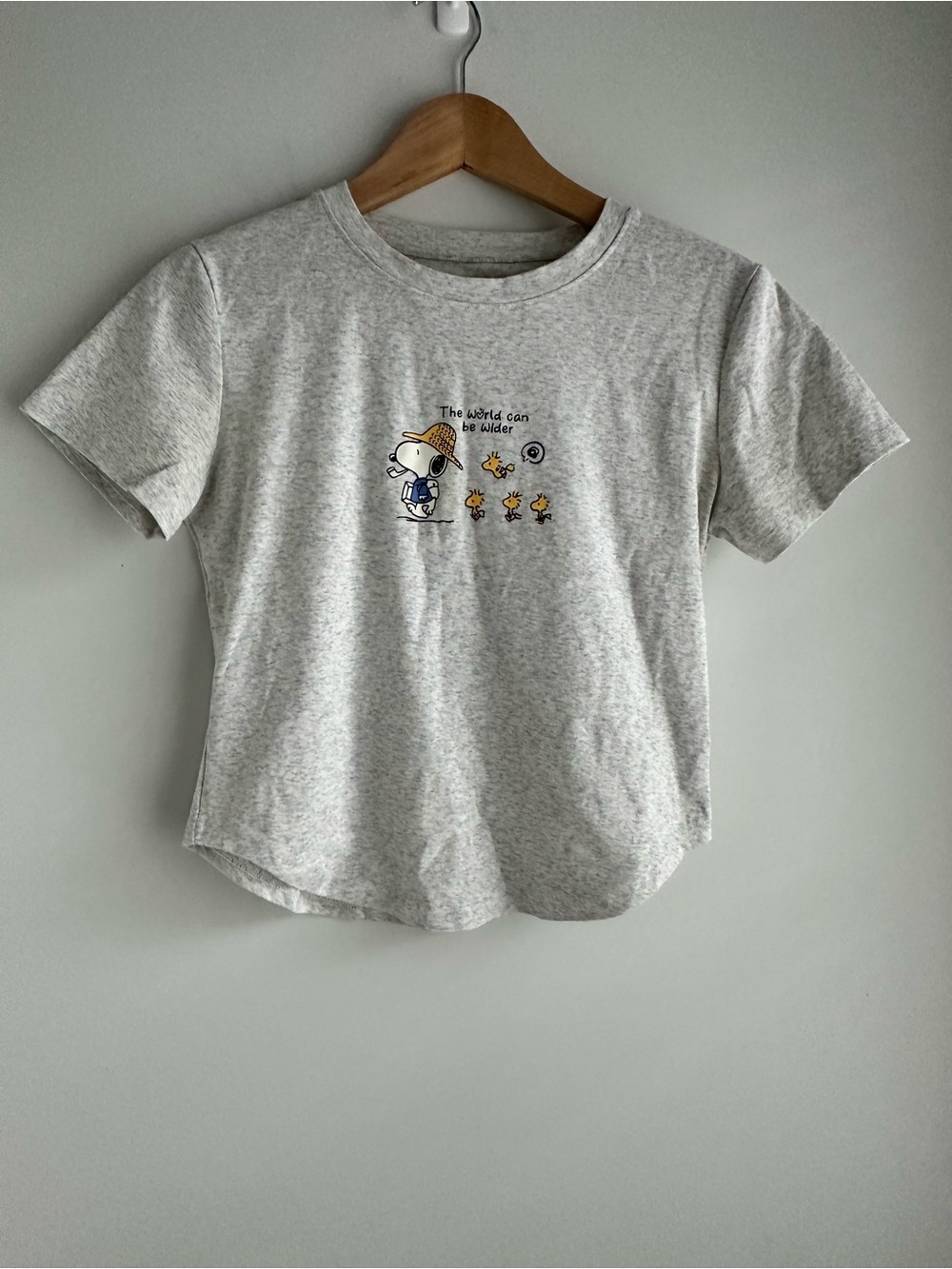 Gray Peanuts Snoopy Graphic Short Sleeve Tee